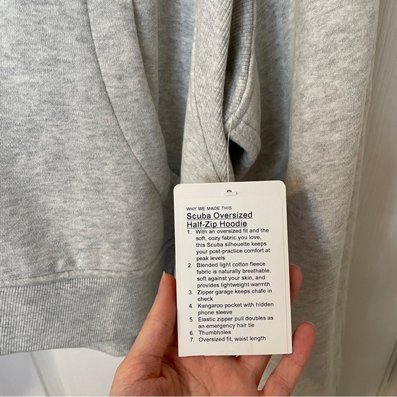 Light grey Lululemon scuba quarter zip hooded jacket with A patch - Picture 4 of 7